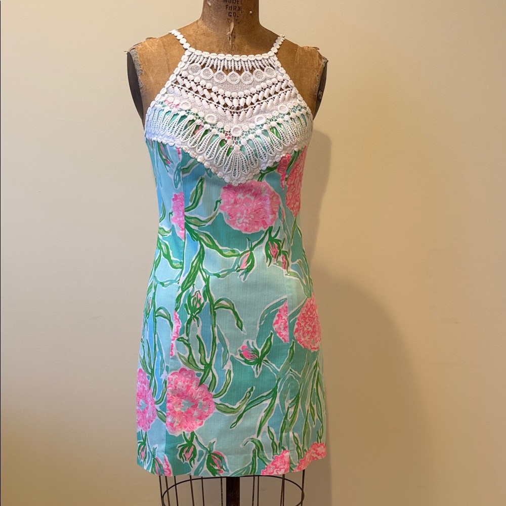 Lilly Pulitzer Aqua and Pink Floral Dress